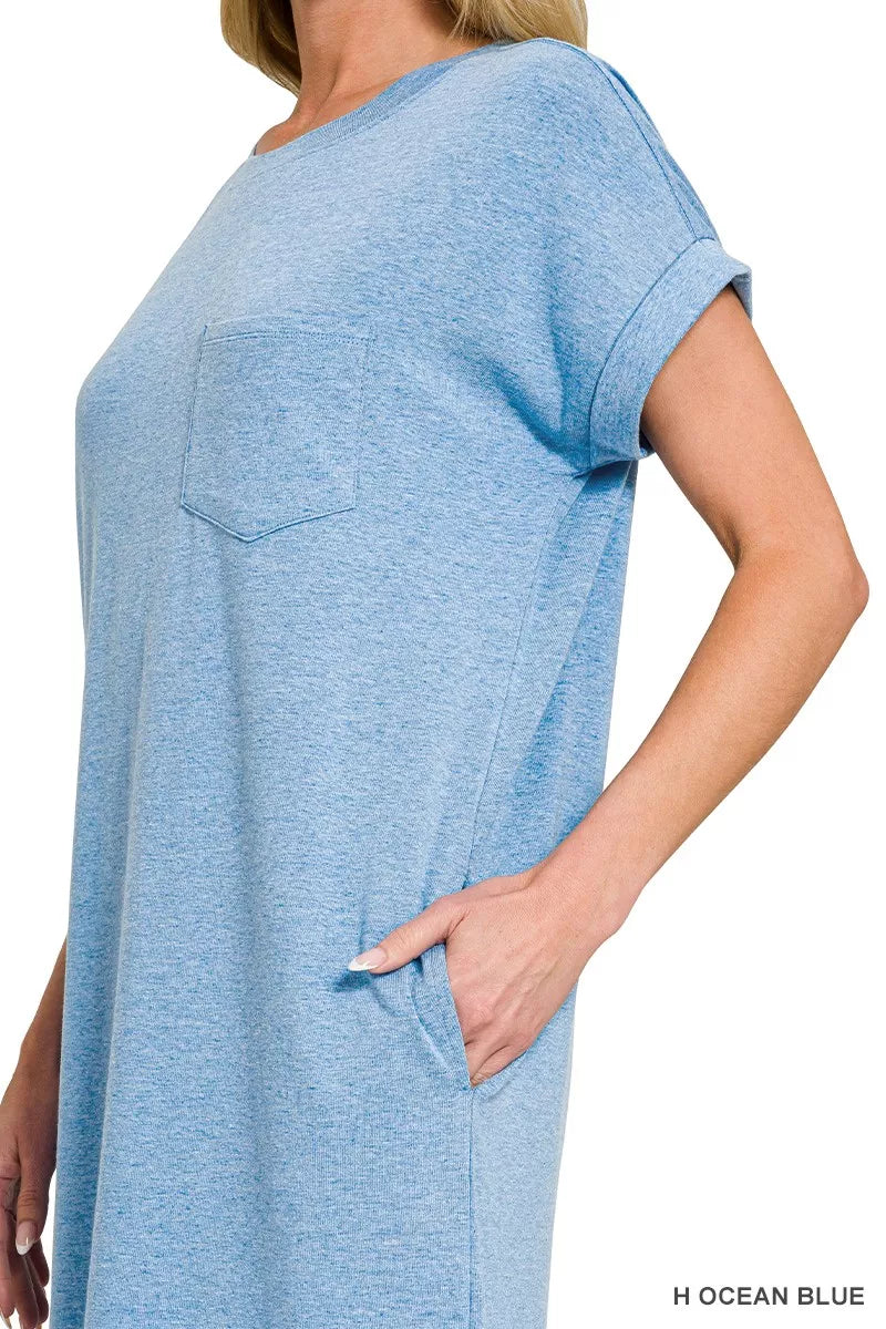 Zenana Round Neck Short Sleeve Midi Dress