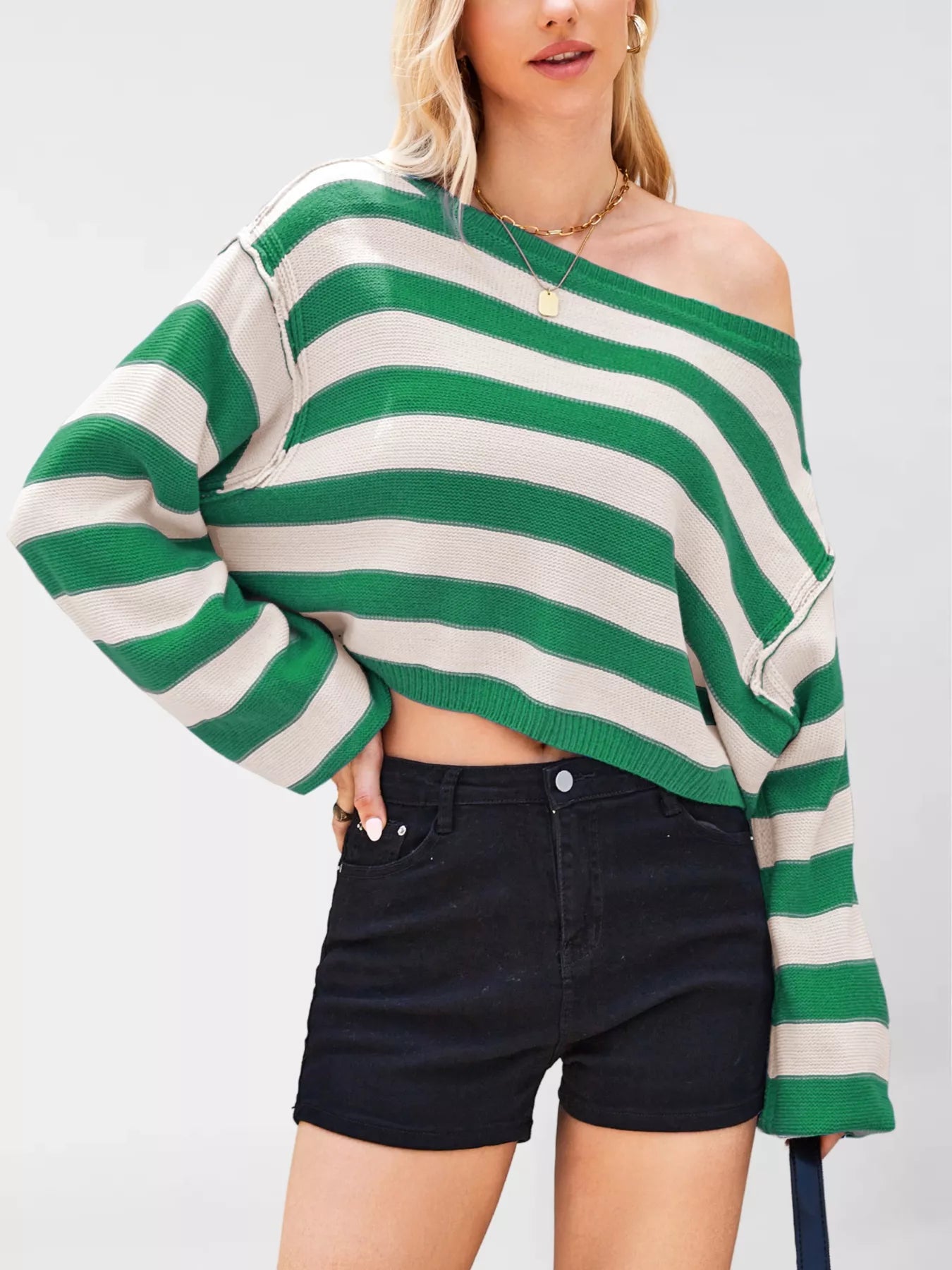 Striped Dropped Shoulder Sweater