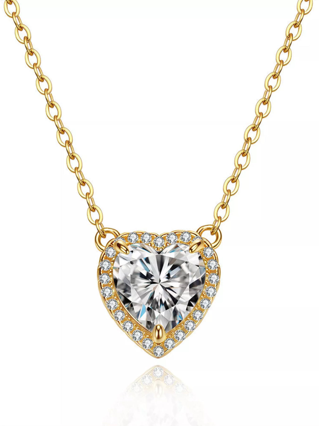 2 Carat 18K Gold-Plated Moissanite Heart Necklace