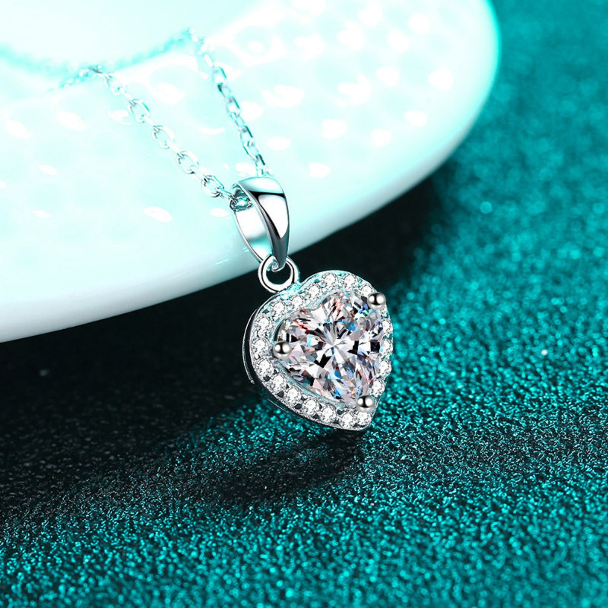 2 Carat Moissanite 925 Sterling Silver Heart Pendant Necklace