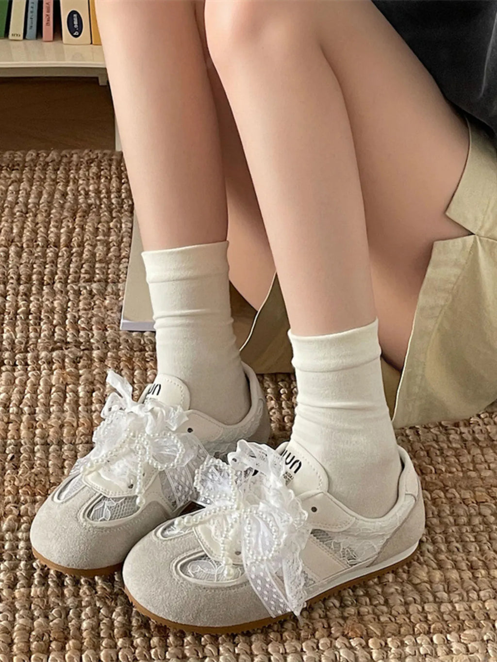 Vintage Lace Ribbon Sneakers