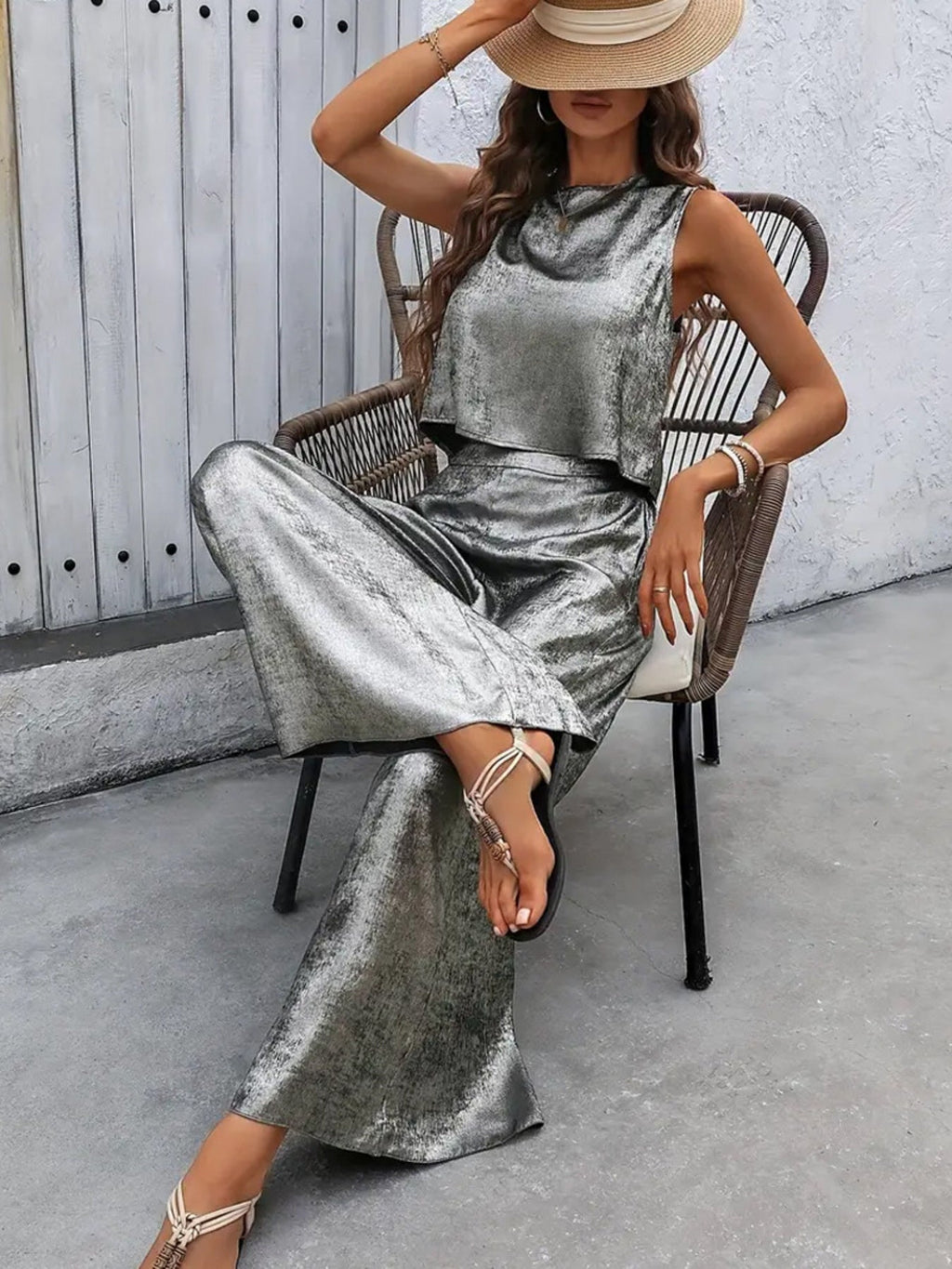Round Neck Tank and Pants Set
