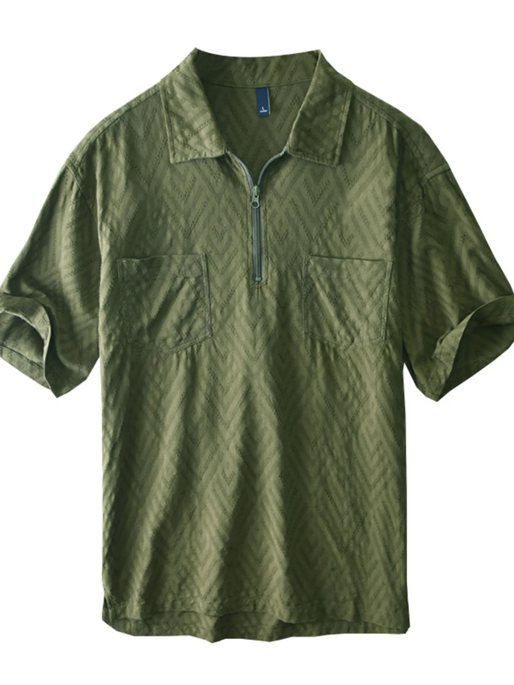 Men's Plus Size Quarter Zip Short Sleeve Blouse