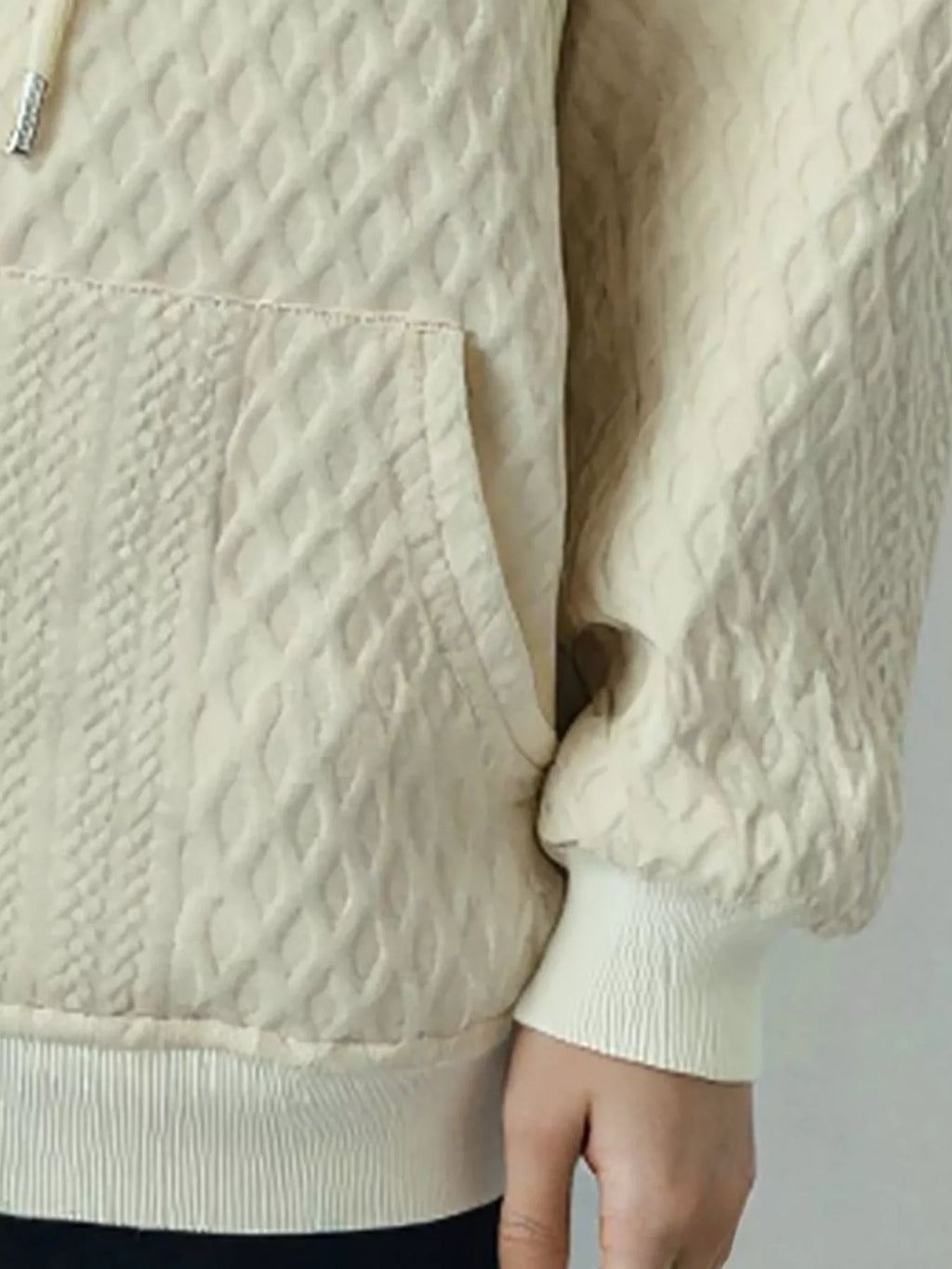 Textured Knit Zip-Up Hoodie