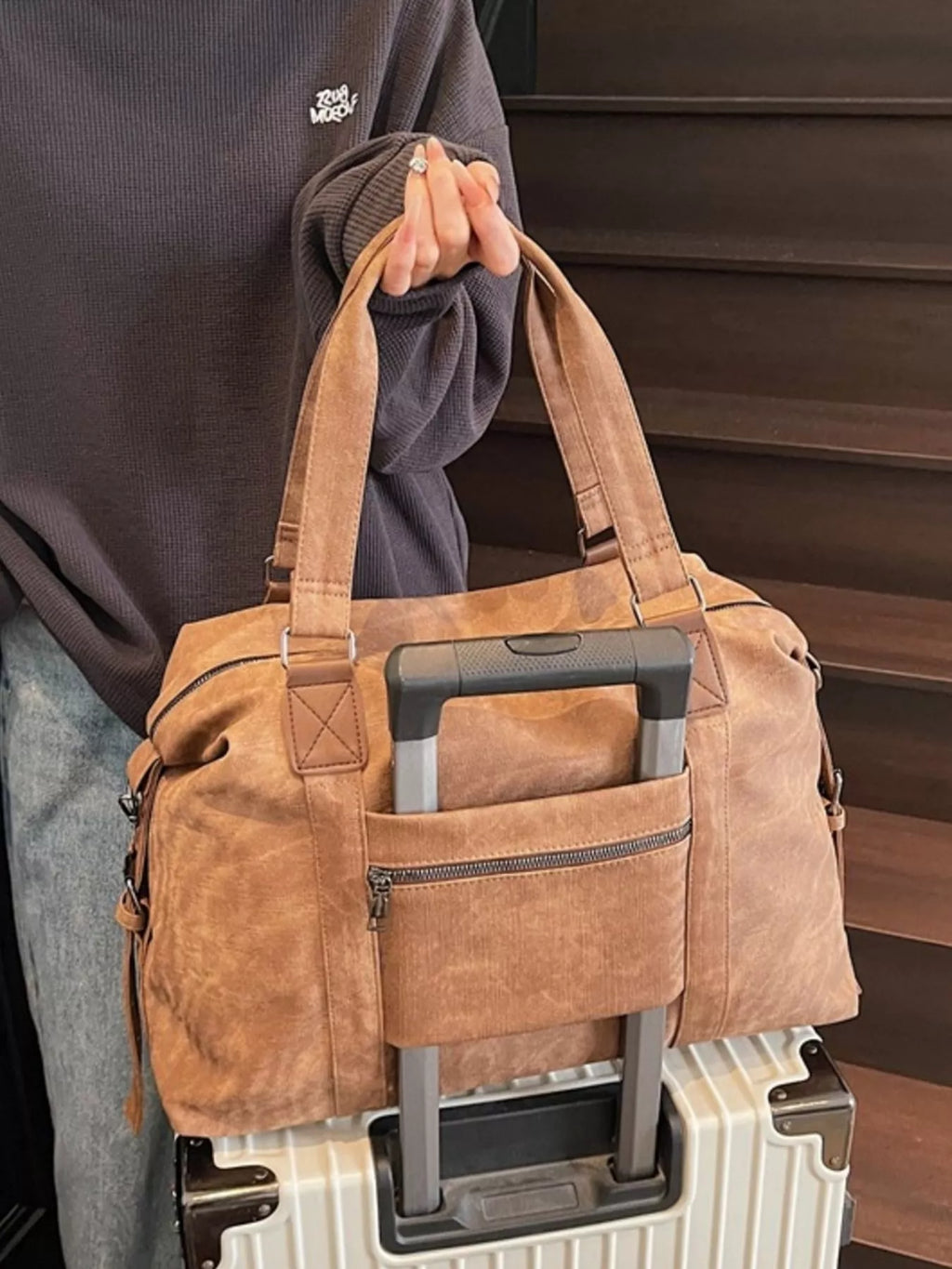 Vintage Adjustable Strap Duffel Bag