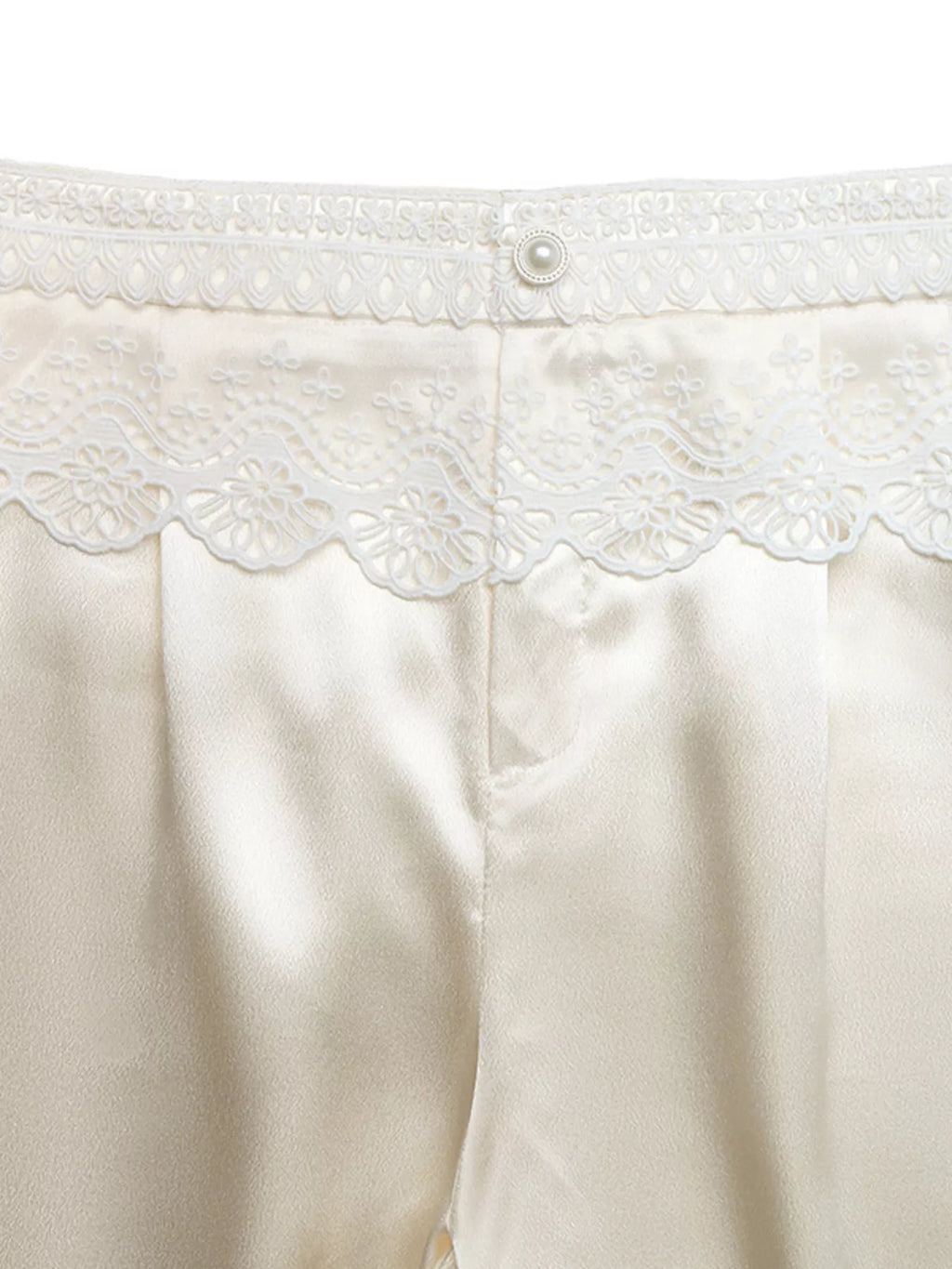 Lace Waist Wide Leg Pants