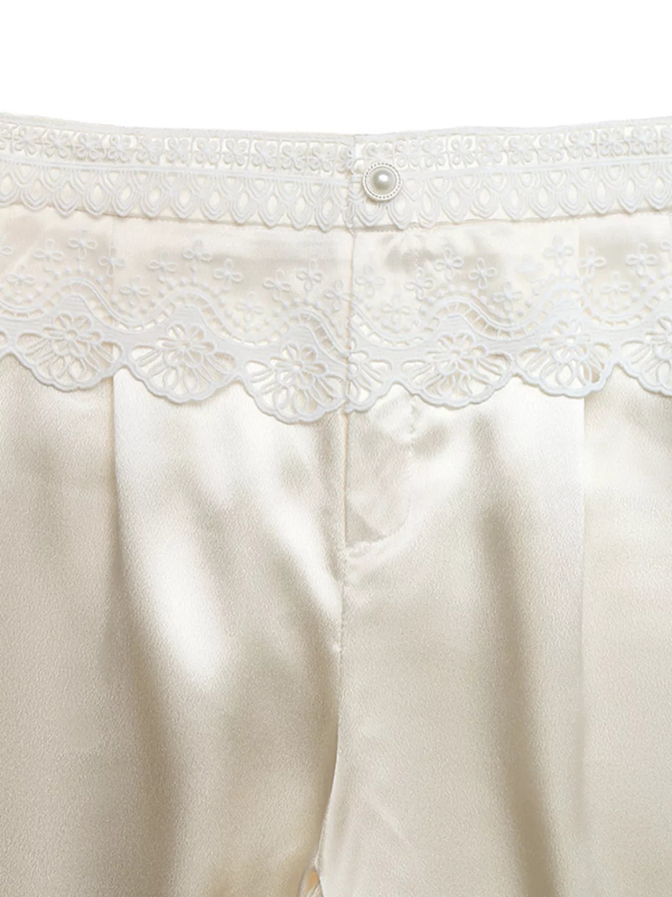 Lace Waist Wide Leg Pants