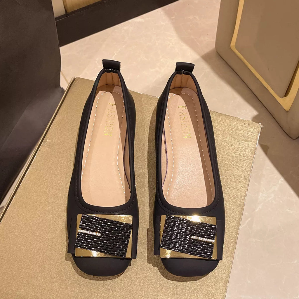 Round Toe Block Heels Slip-Ons