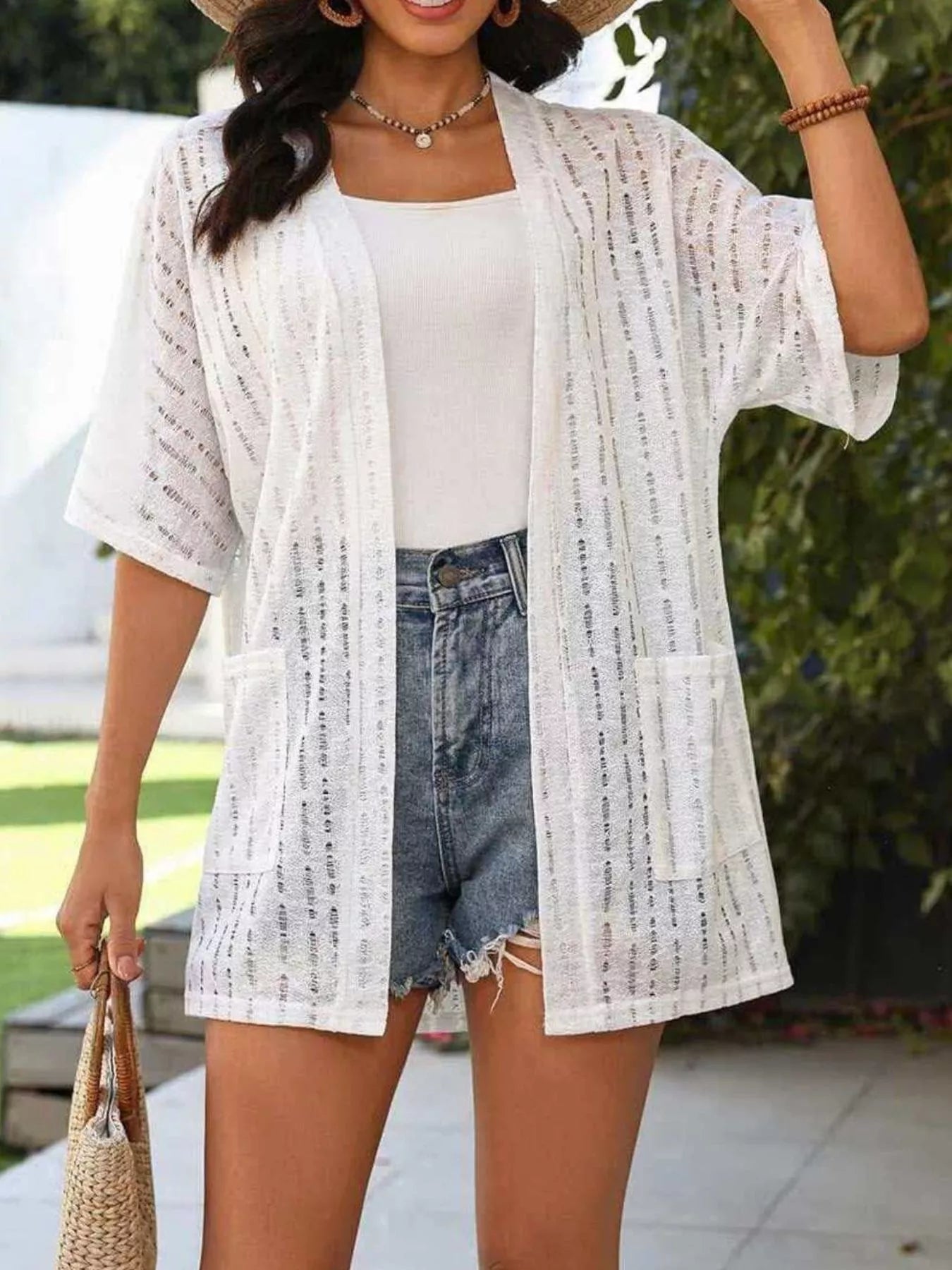 Openwork Open Front Cardigan
