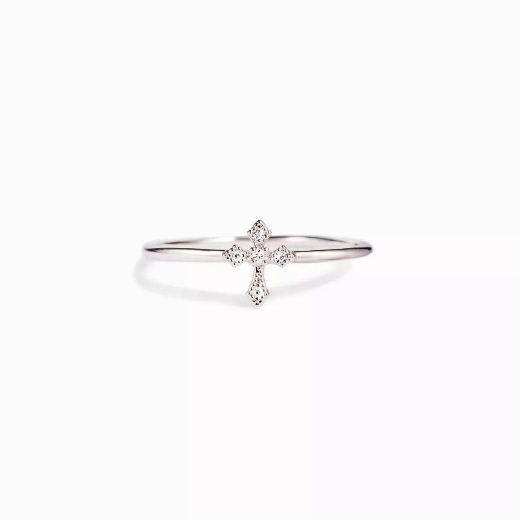 925 Sterling Silver Zircon Cross Ring