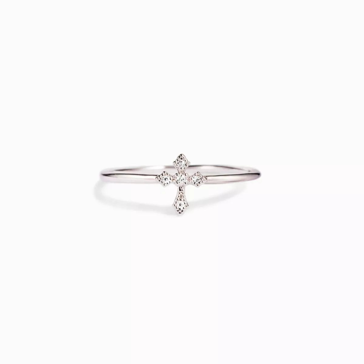 925 Sterling Silver Zircon Cross Ring