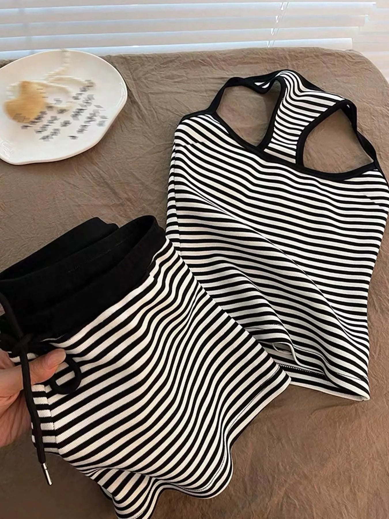 Striped Tank Top and Shorts Set