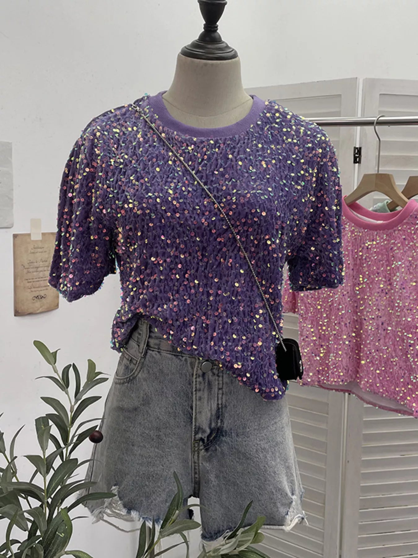 Sequin Short Sleeve T-Shirt