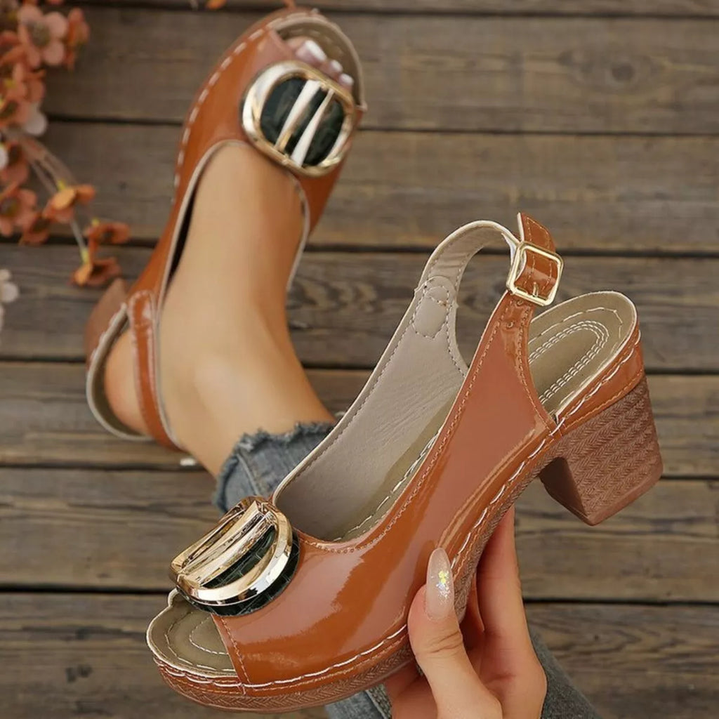 Peep Toe Block Heels Sandals