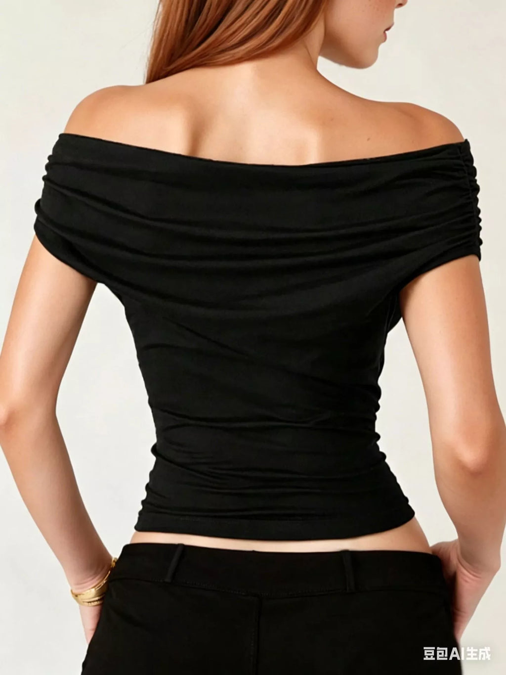 Off-Shoulder Ruched T-Shirt