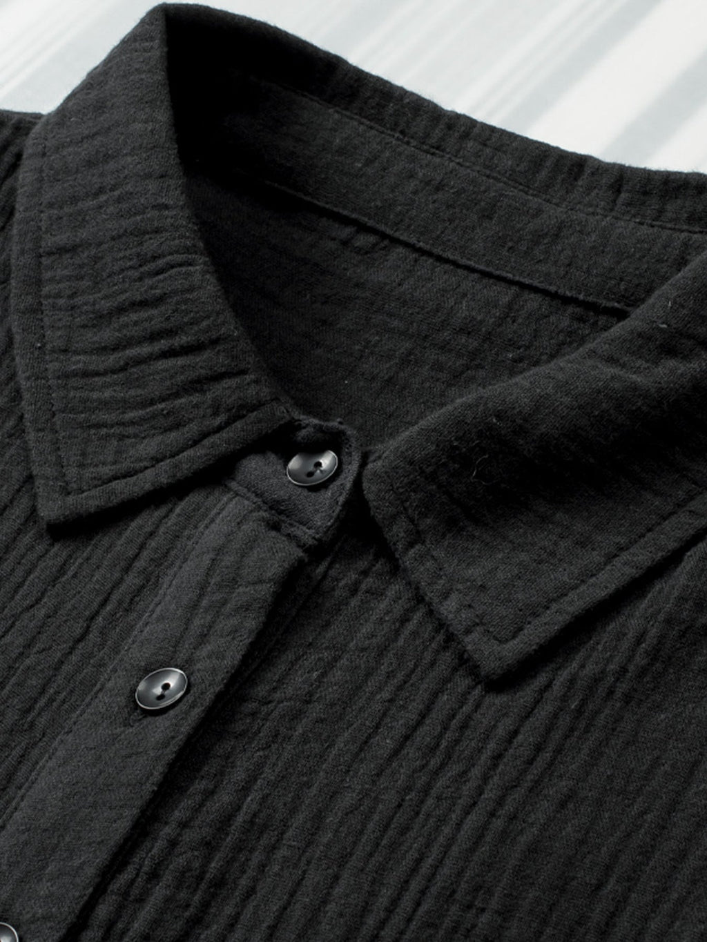 Crinkle Cotton Loose Short Sleeve Shirt
