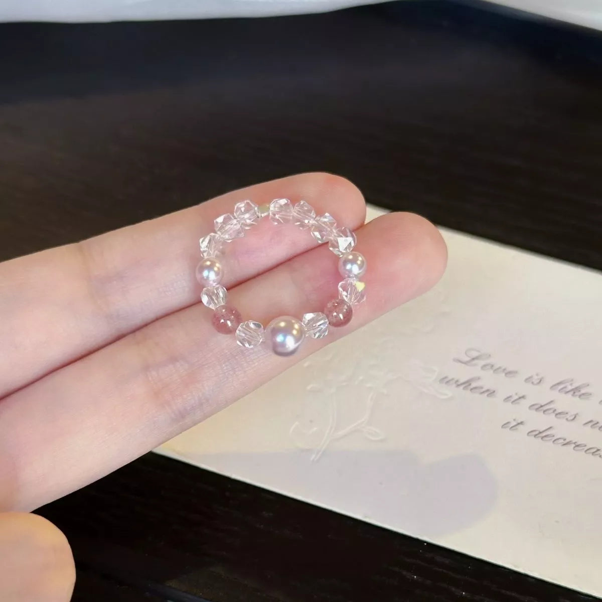 Pearl Crystal Bead Ring