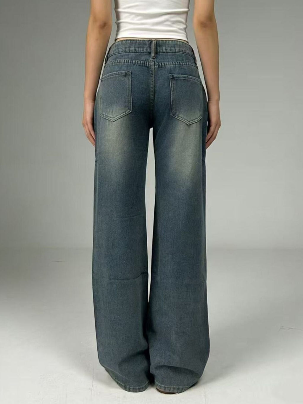 Vintage Wash Wide Leg Jeans