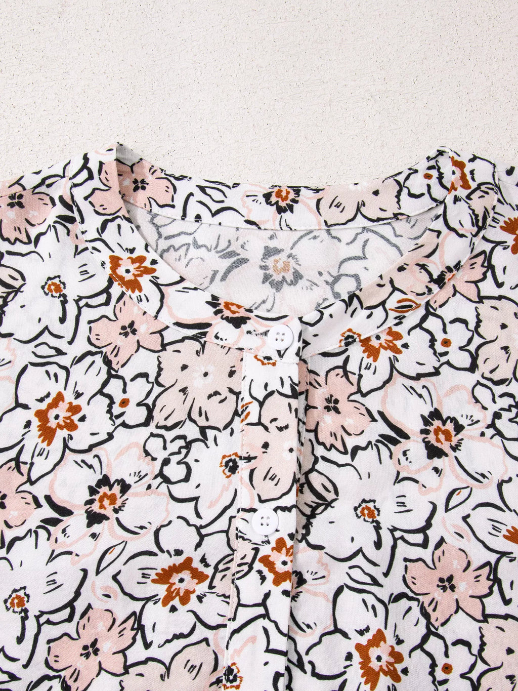 Floral Print Frilled Puff Sleeve Button Down Shirt
