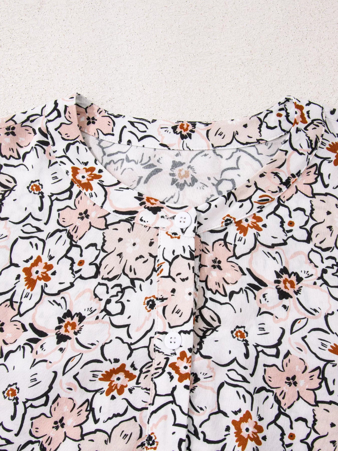Floral Print Frilled Puff Sleeve Button Down Shirt