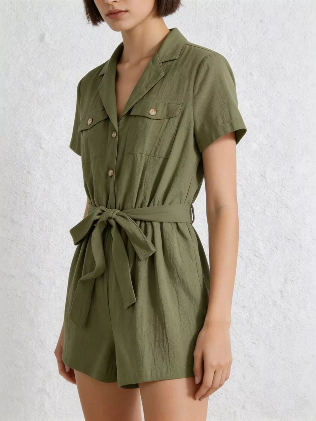 Tie Waist Short Sleeve Romper