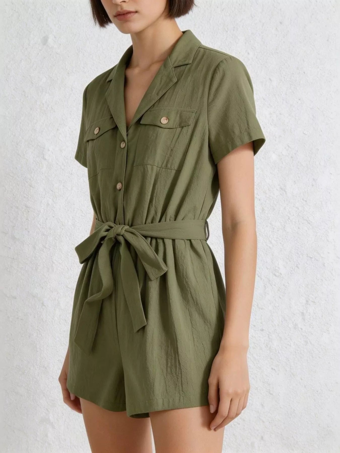 Tie Waist Short Sleeve Romper