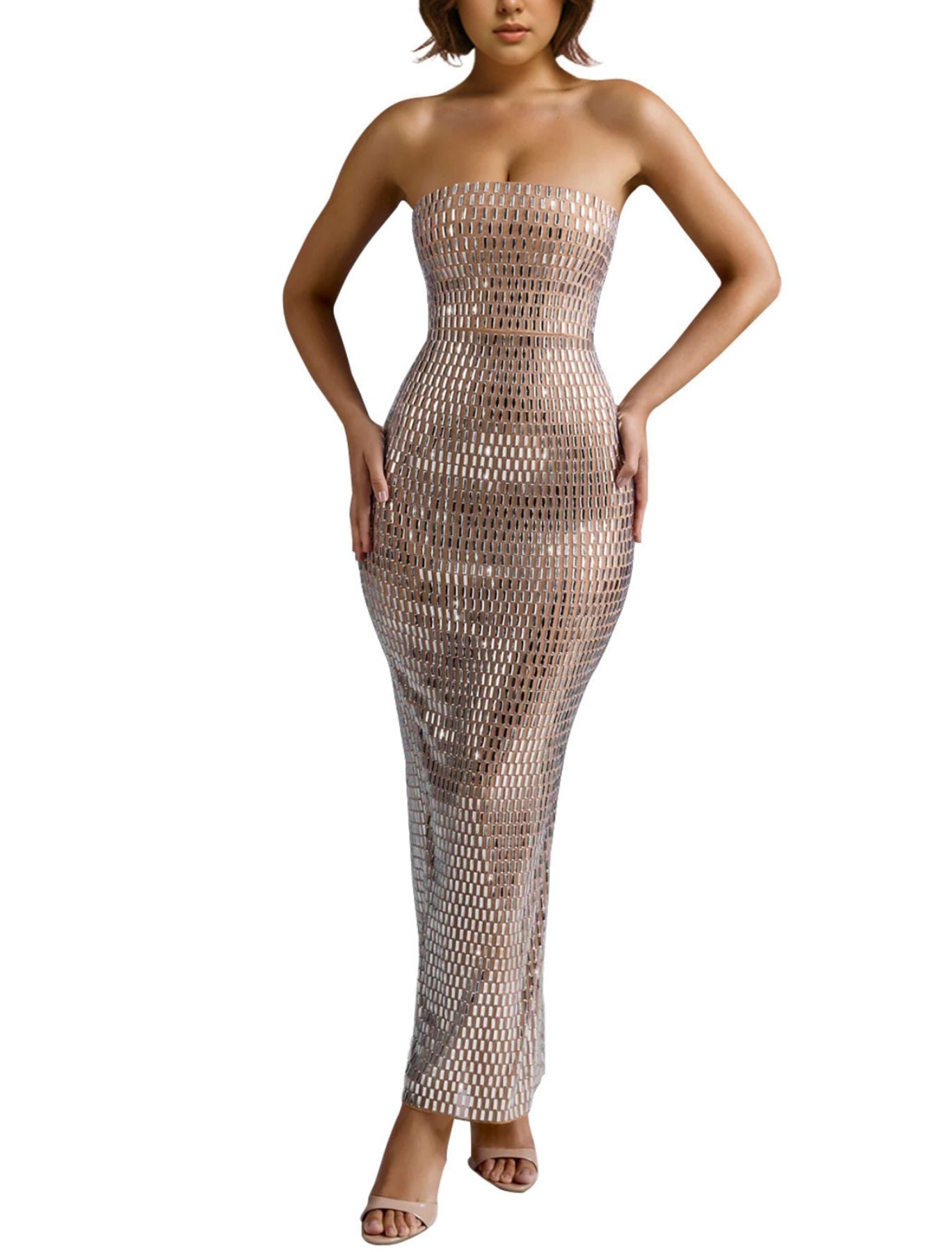 Rhinestone Tube Maxi Dress