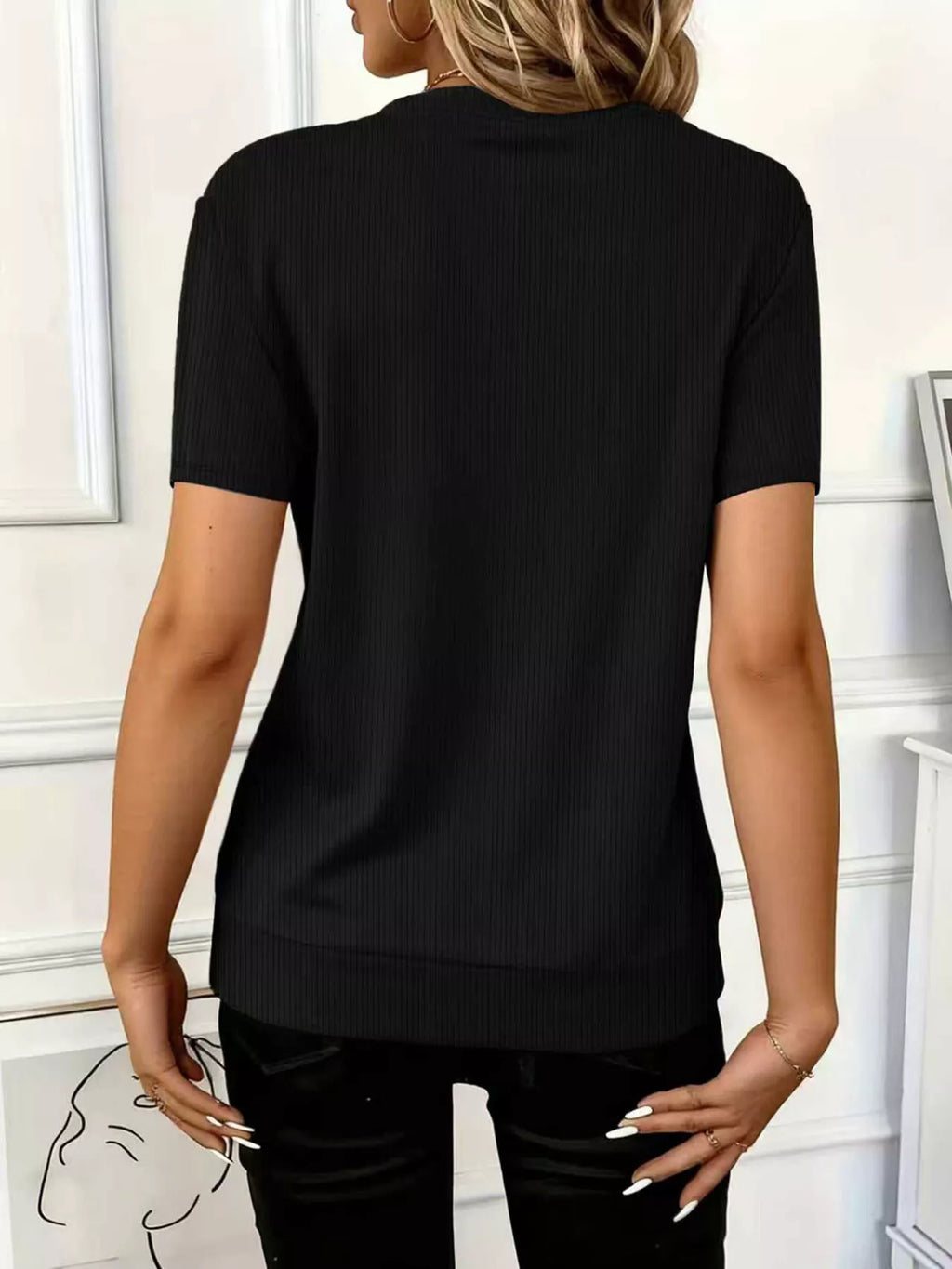 Half Zip Short Sleeve Top
