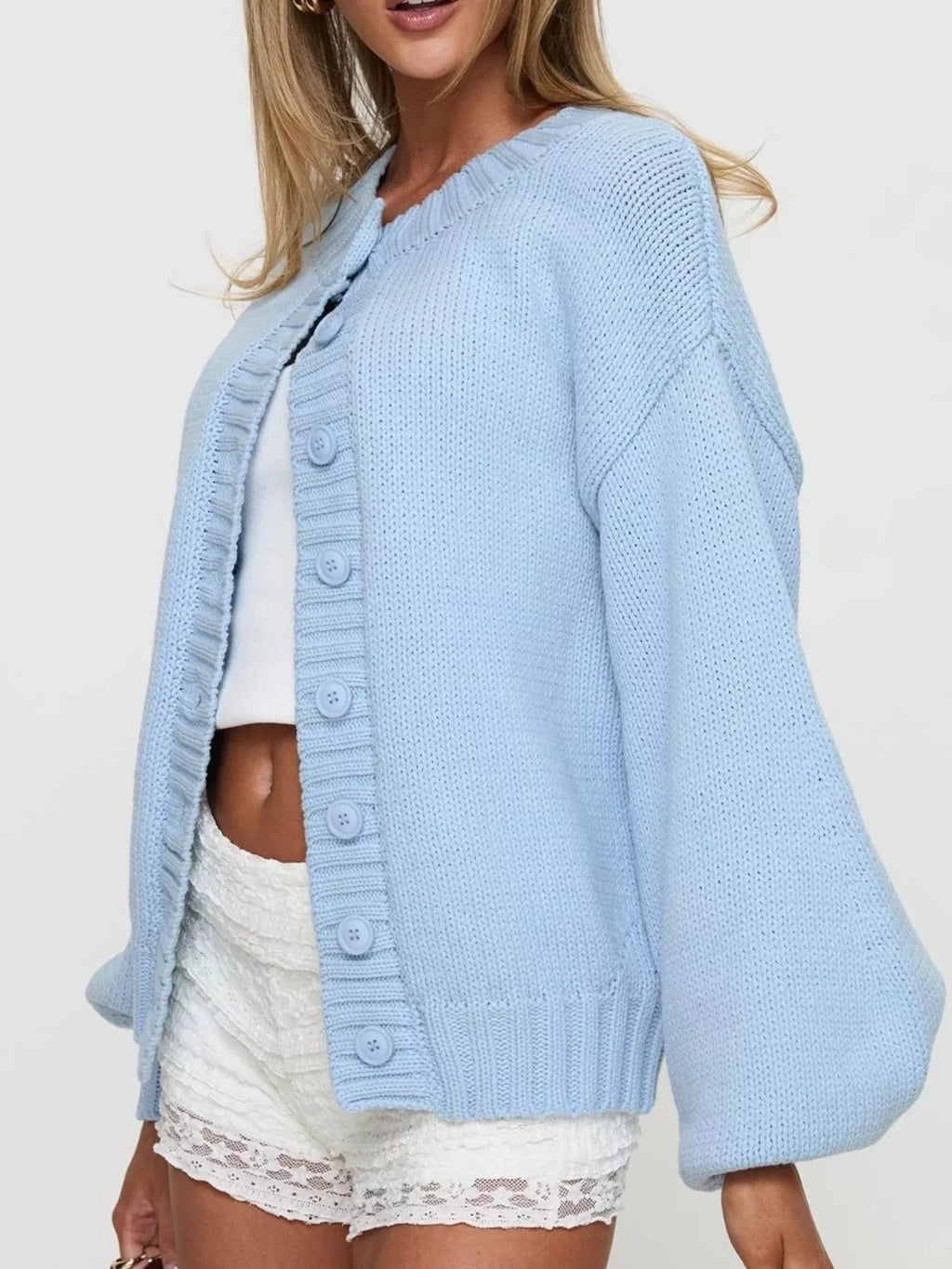 Full Size Button-Down Knit Cardigan Plus Size