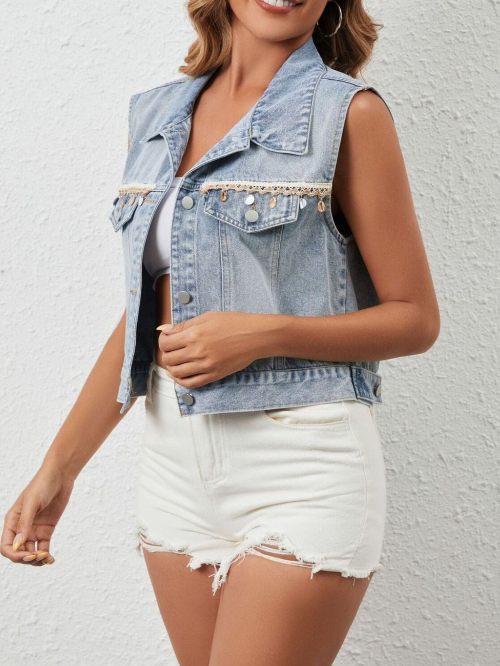 Button Up Denim Vest