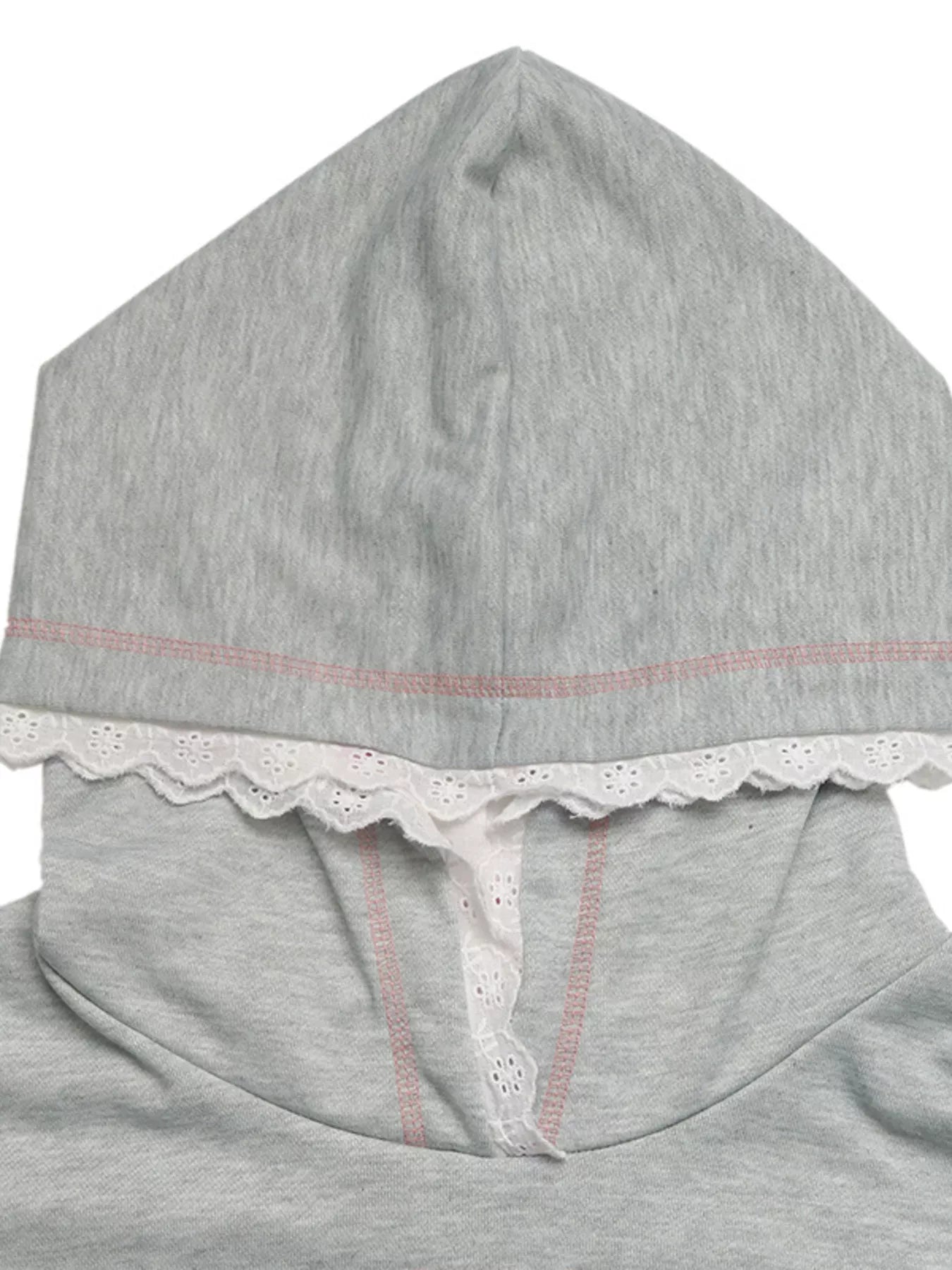 Bow Embroidered Long Sleeve Hoodie