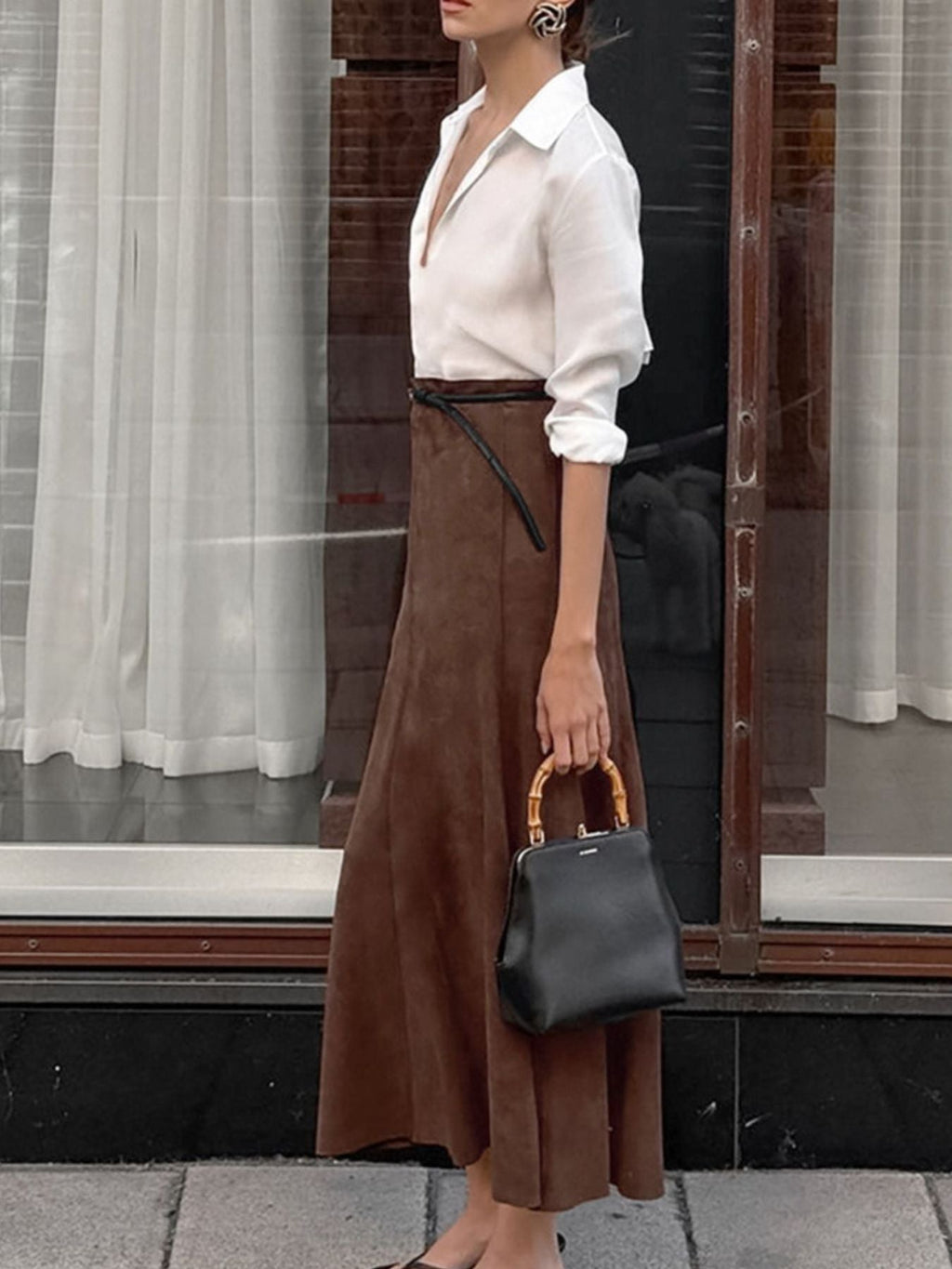 Suede Midi Skirt
