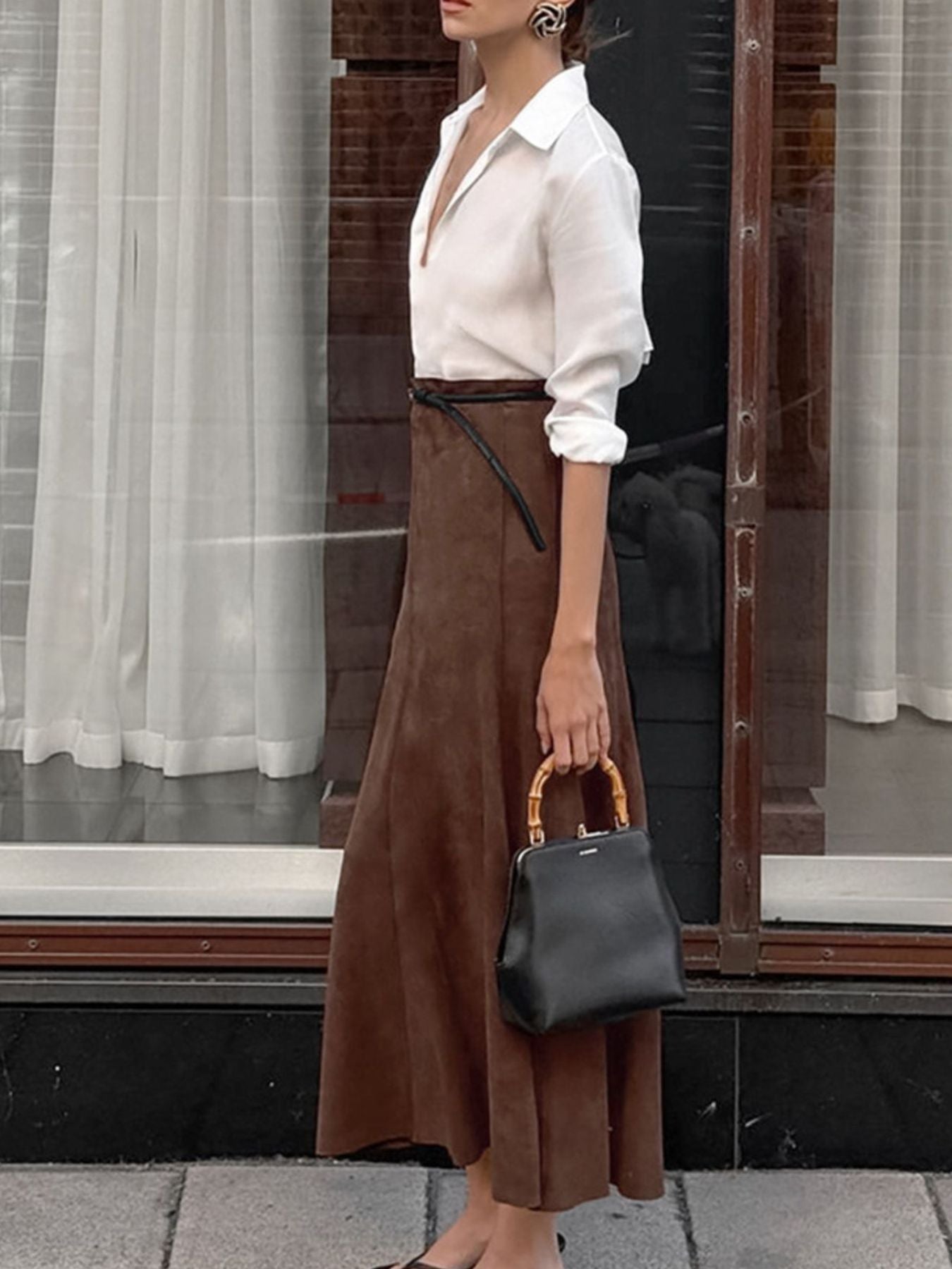 Suede Midi Skirt