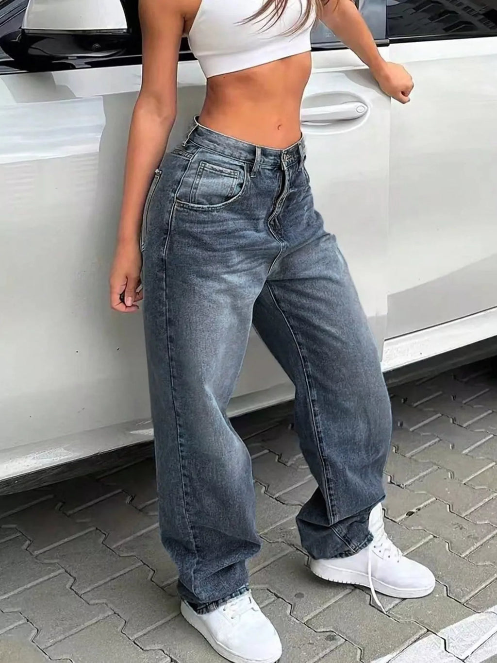 Washed Wide Leg Jeans