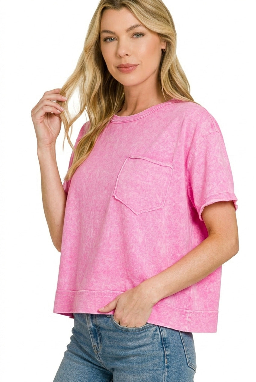 Zenana Halo Washed Oversized Top