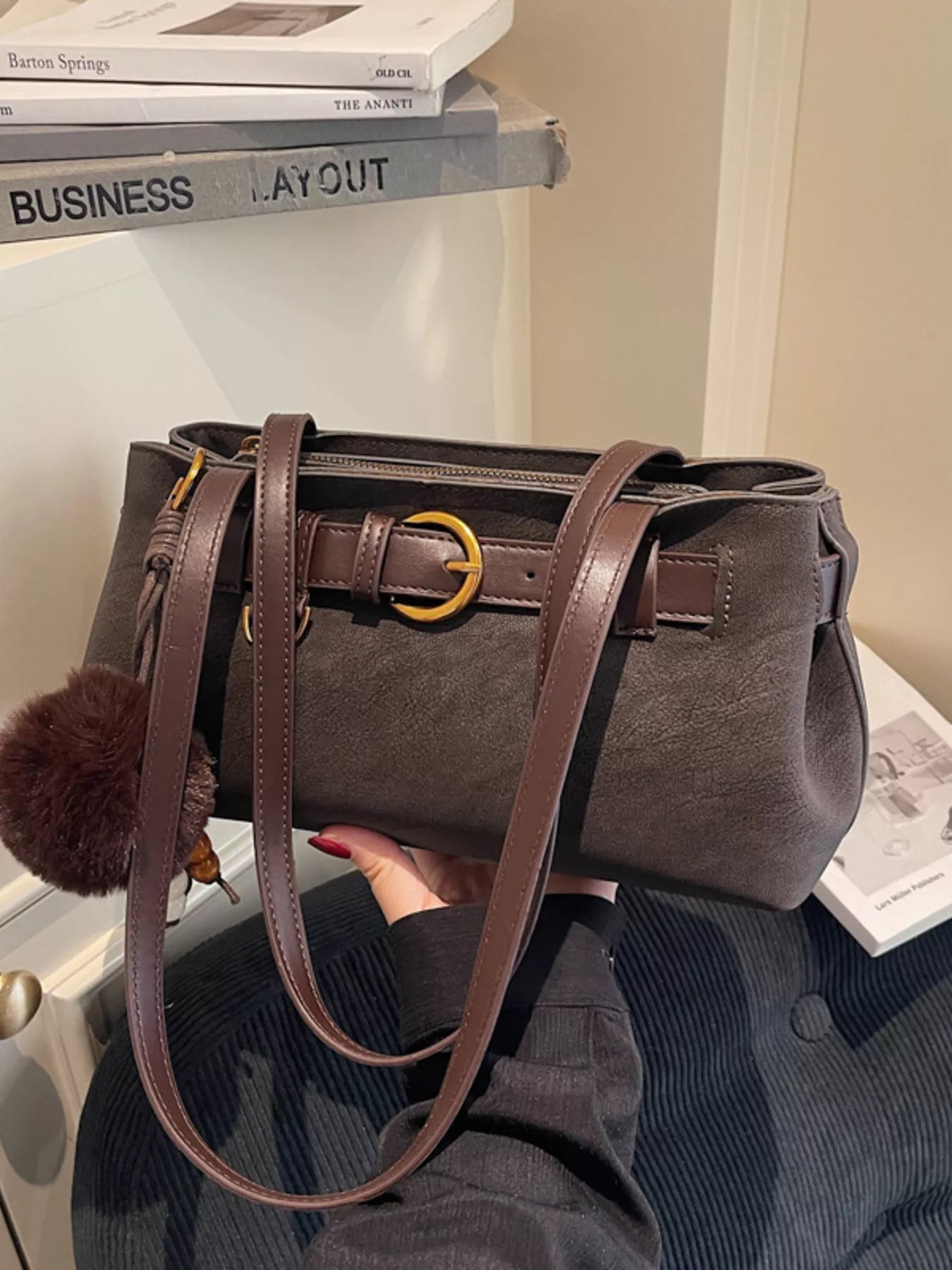 Buckle Decor Shoulder Bag