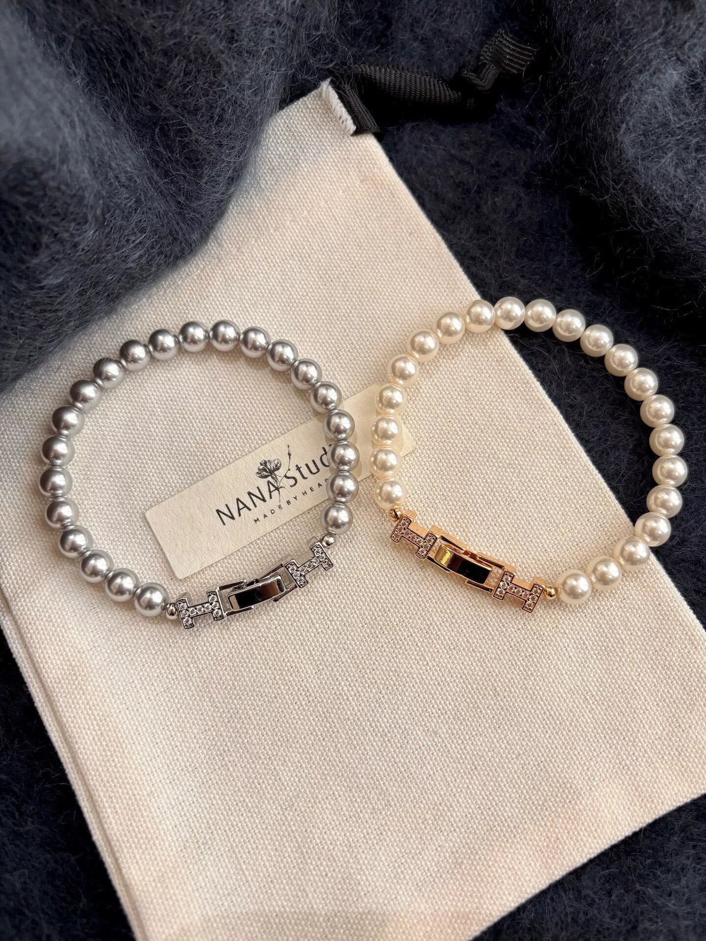 Pearl Double H Buckle Bracelet