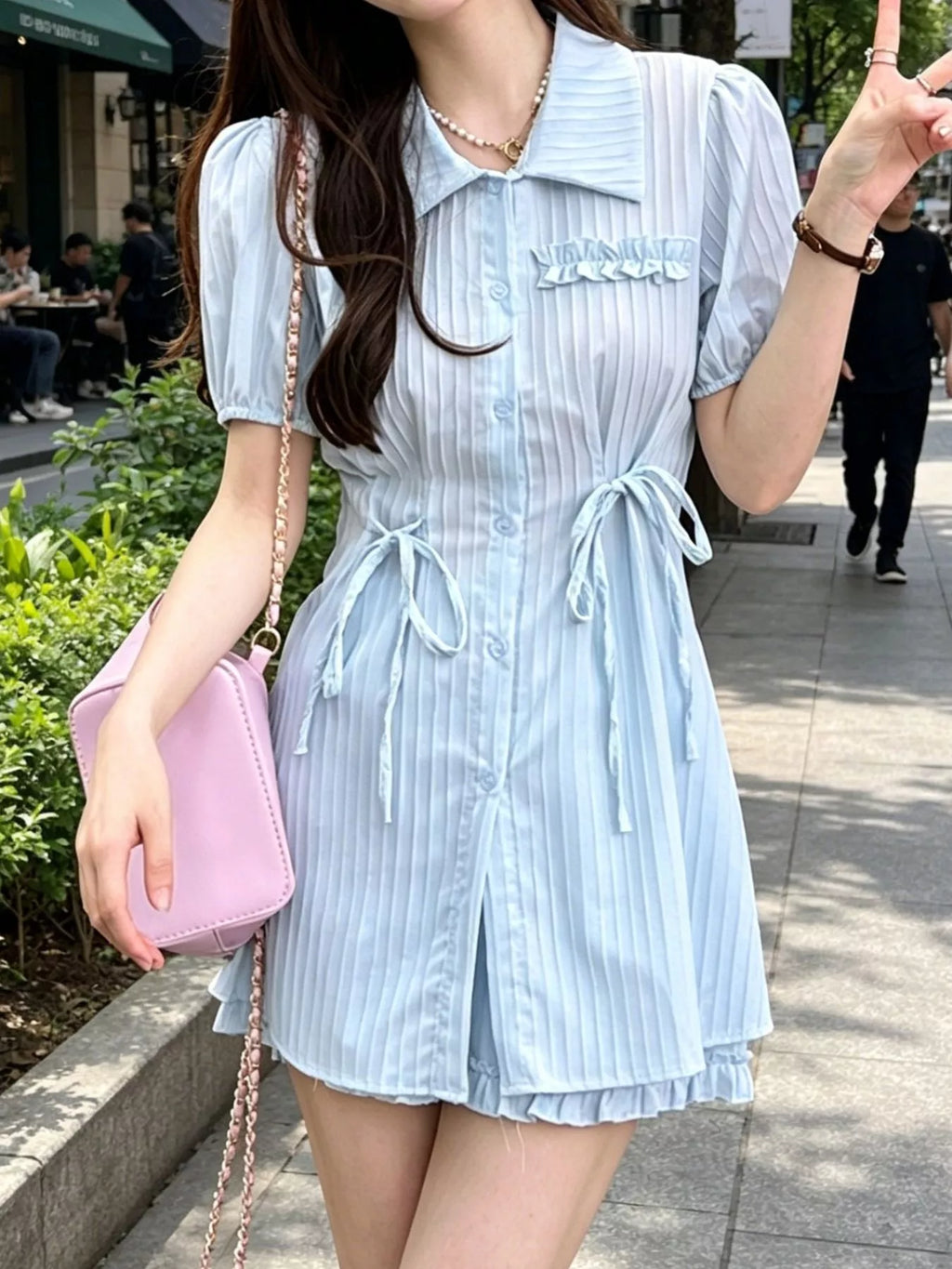 Tied Button Up Shirt and Shorts Set