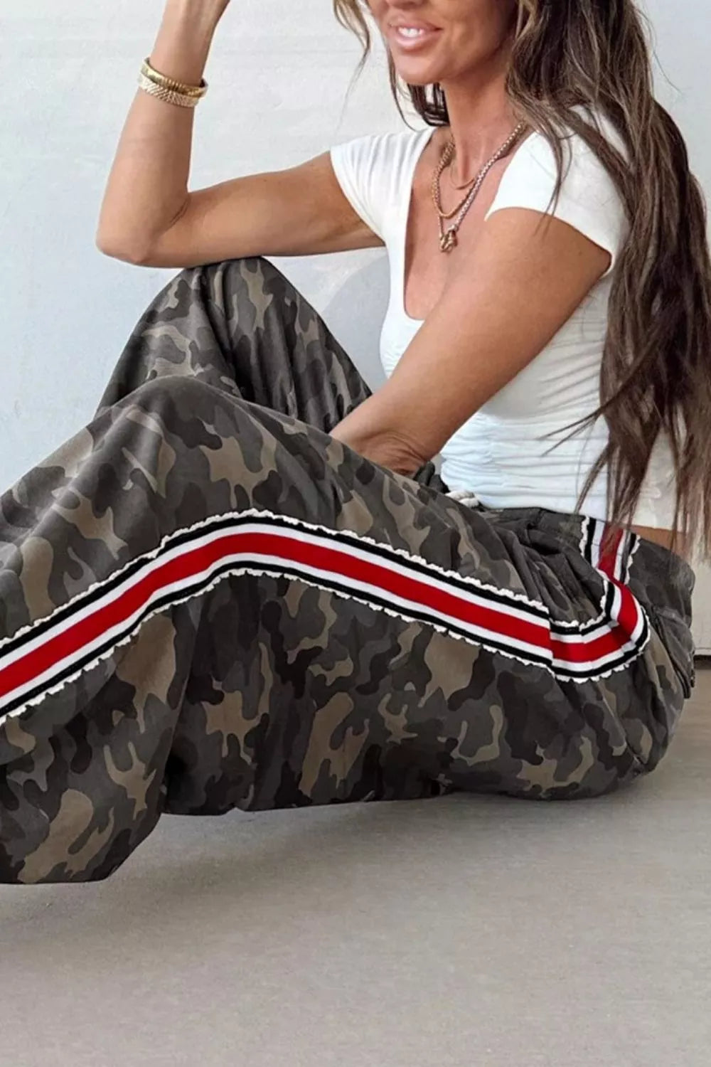 Camo Print Drawstring Waist Joggers