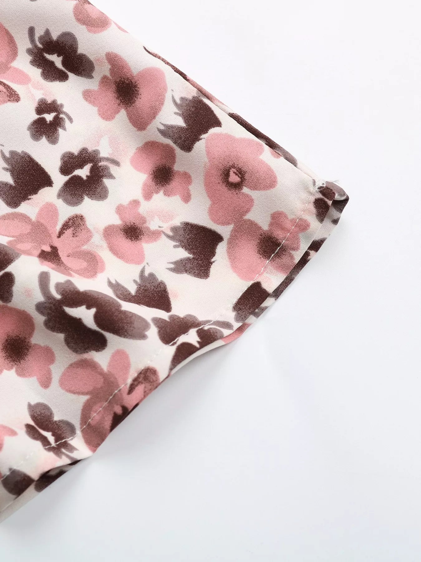Floral Print Tie Neck Ruffle Blouse