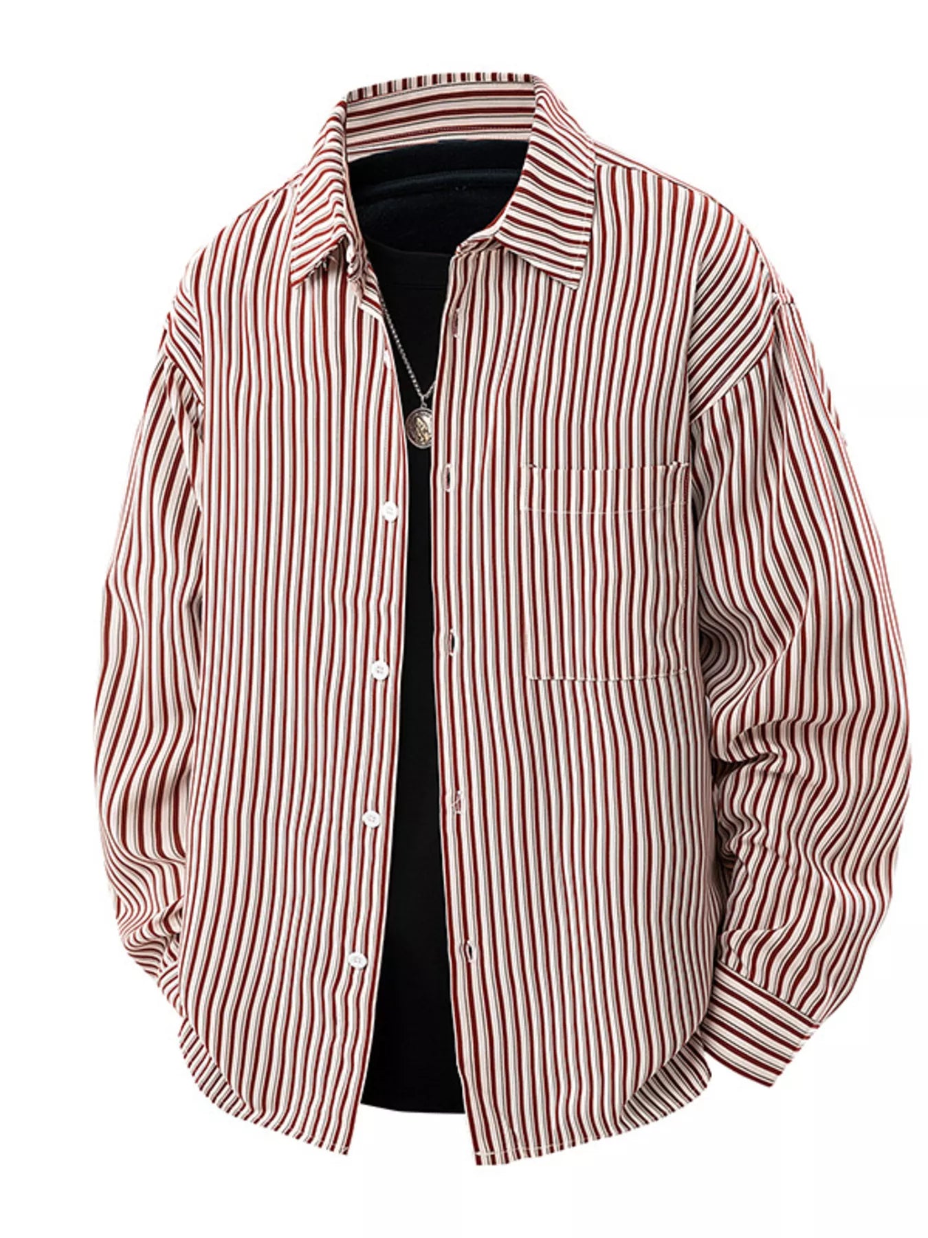 Men's Plus Size Striped Casual Long Sleeve Shirt