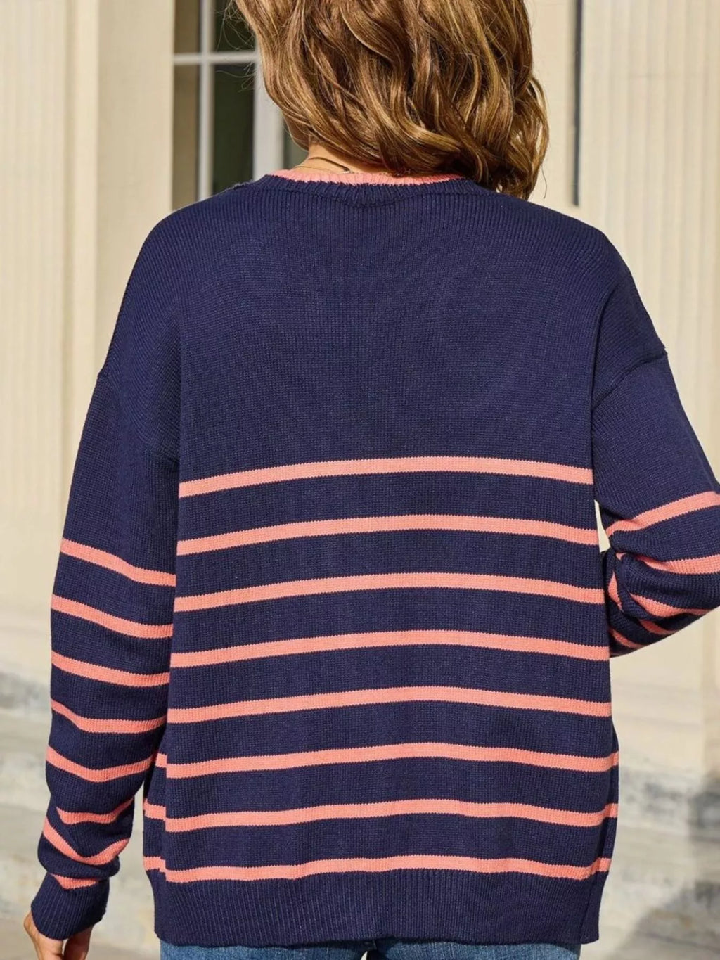 Striped Tie Front Knit Cardigan