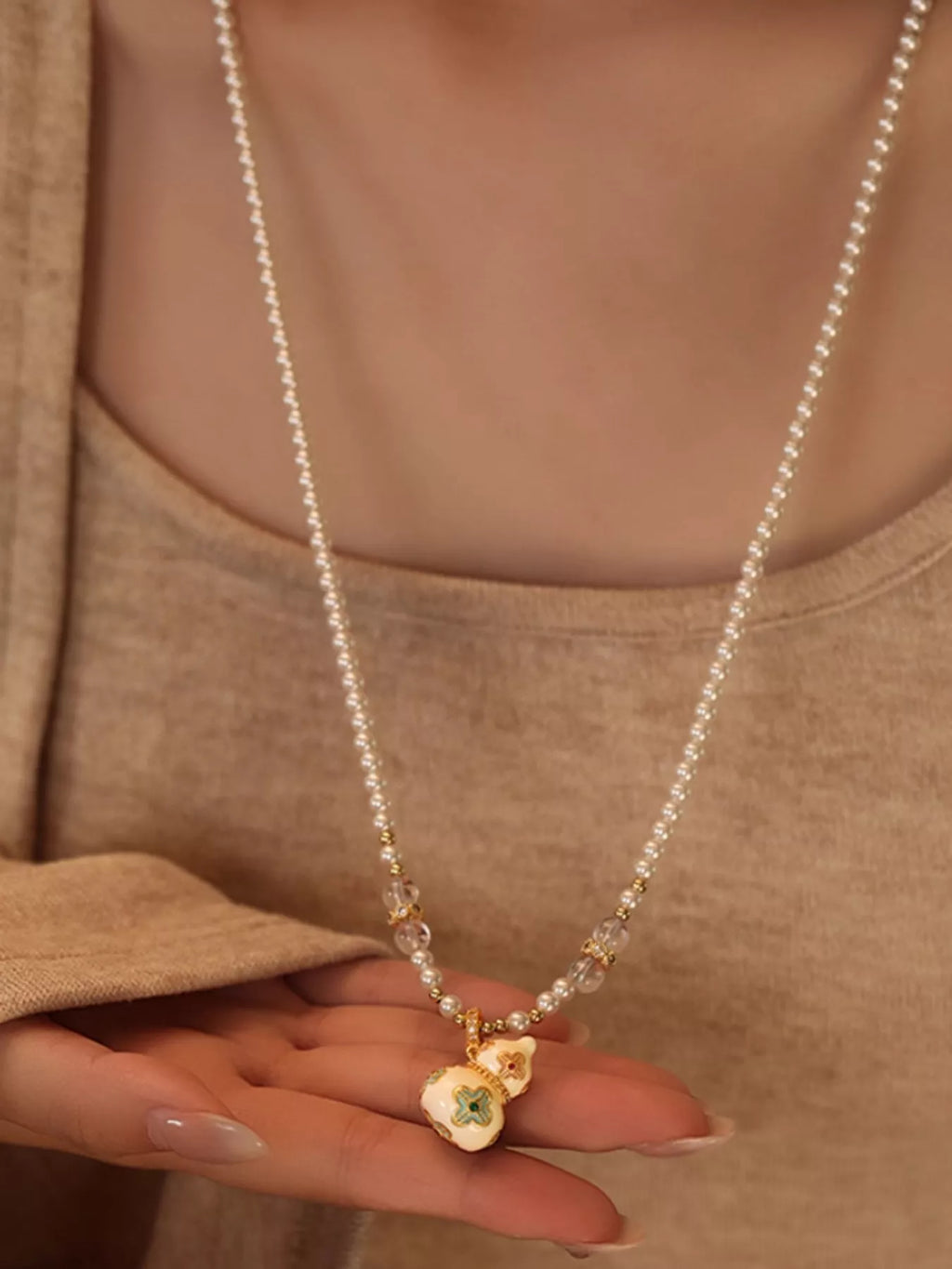 18K Gold-Plated Gourd Pendant Necklace