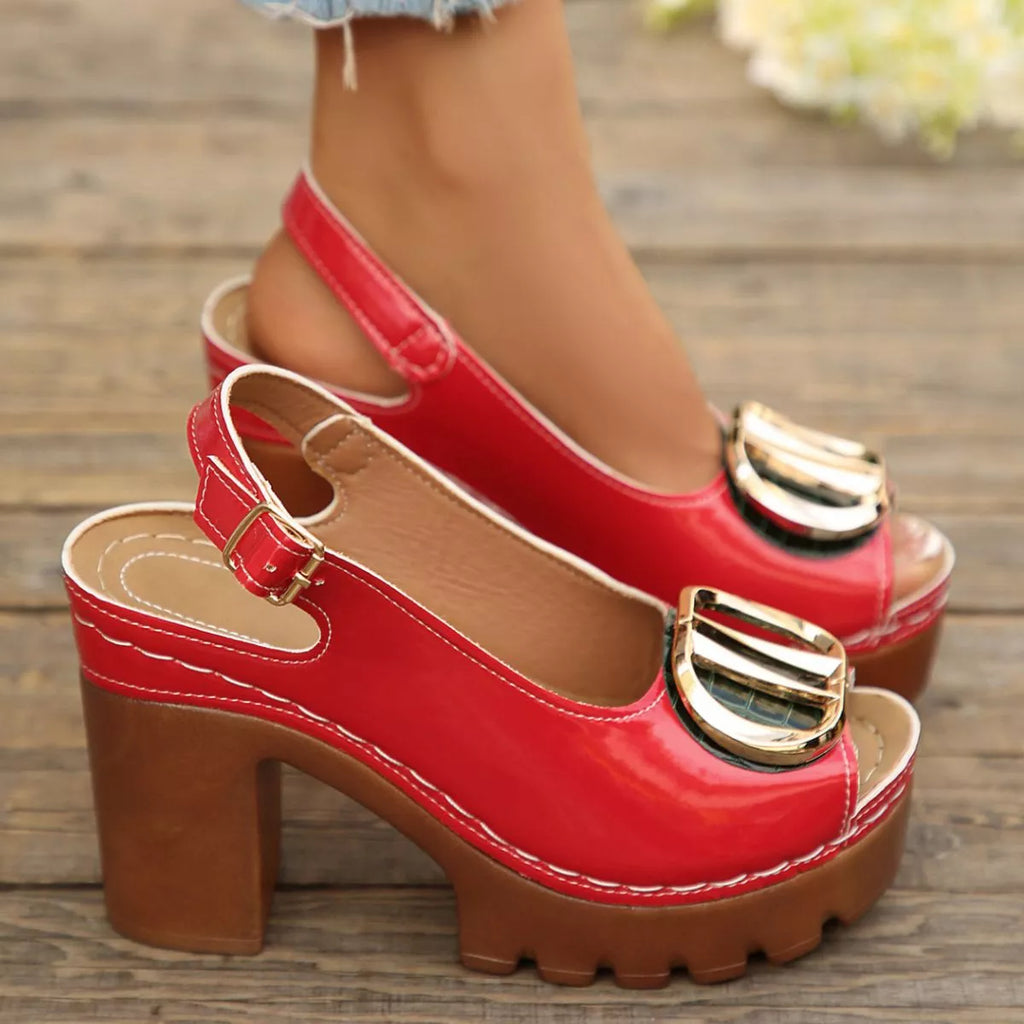 Peep Toe Block Heels Sandals