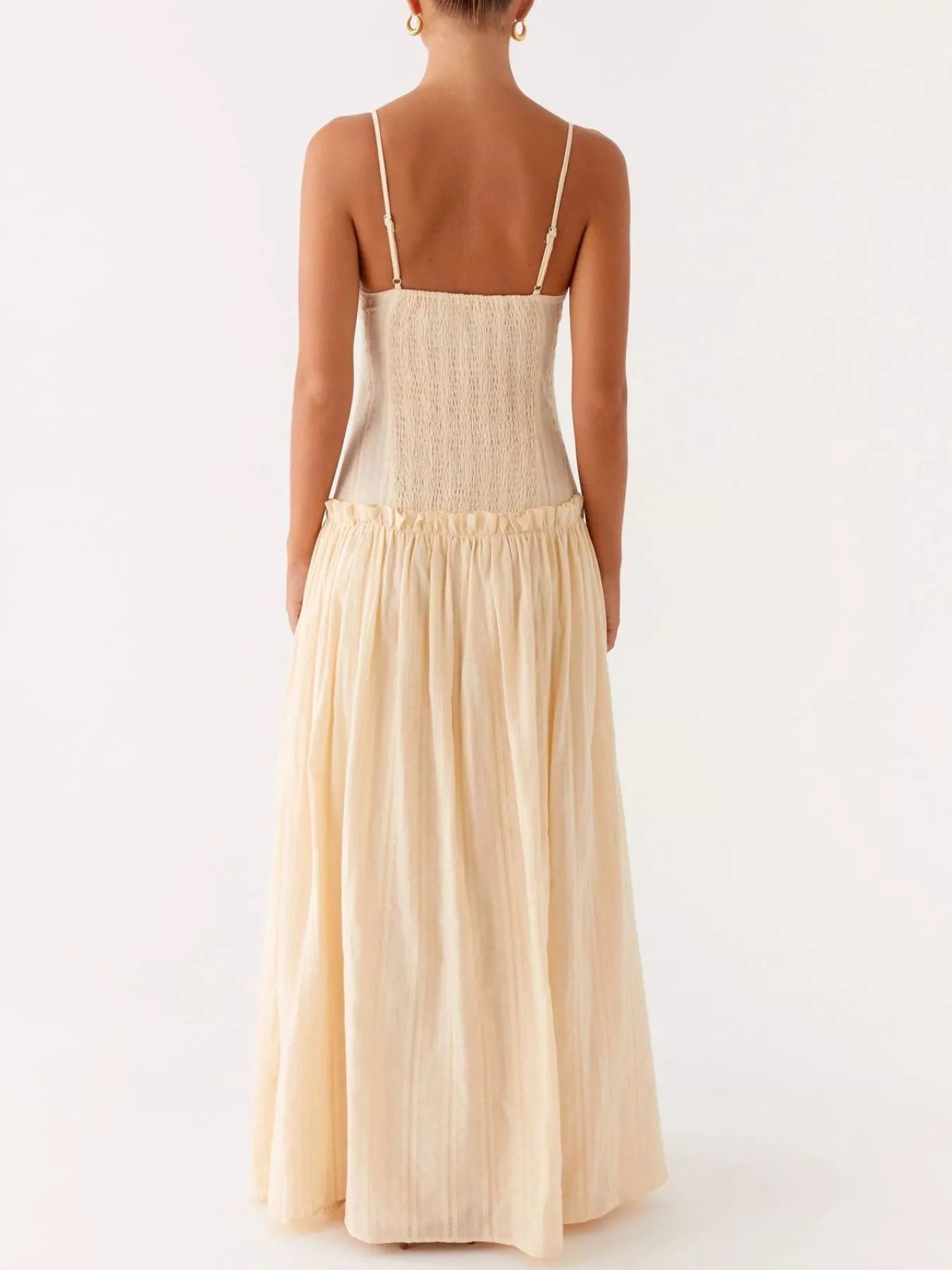 Ruched Spaghetti Strap Maxi Dress