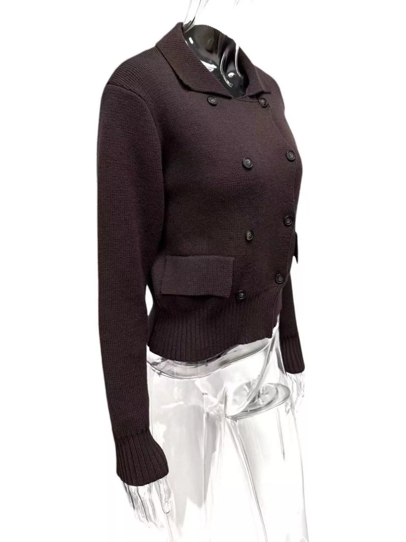 Double-Breasted Knit Cardigan