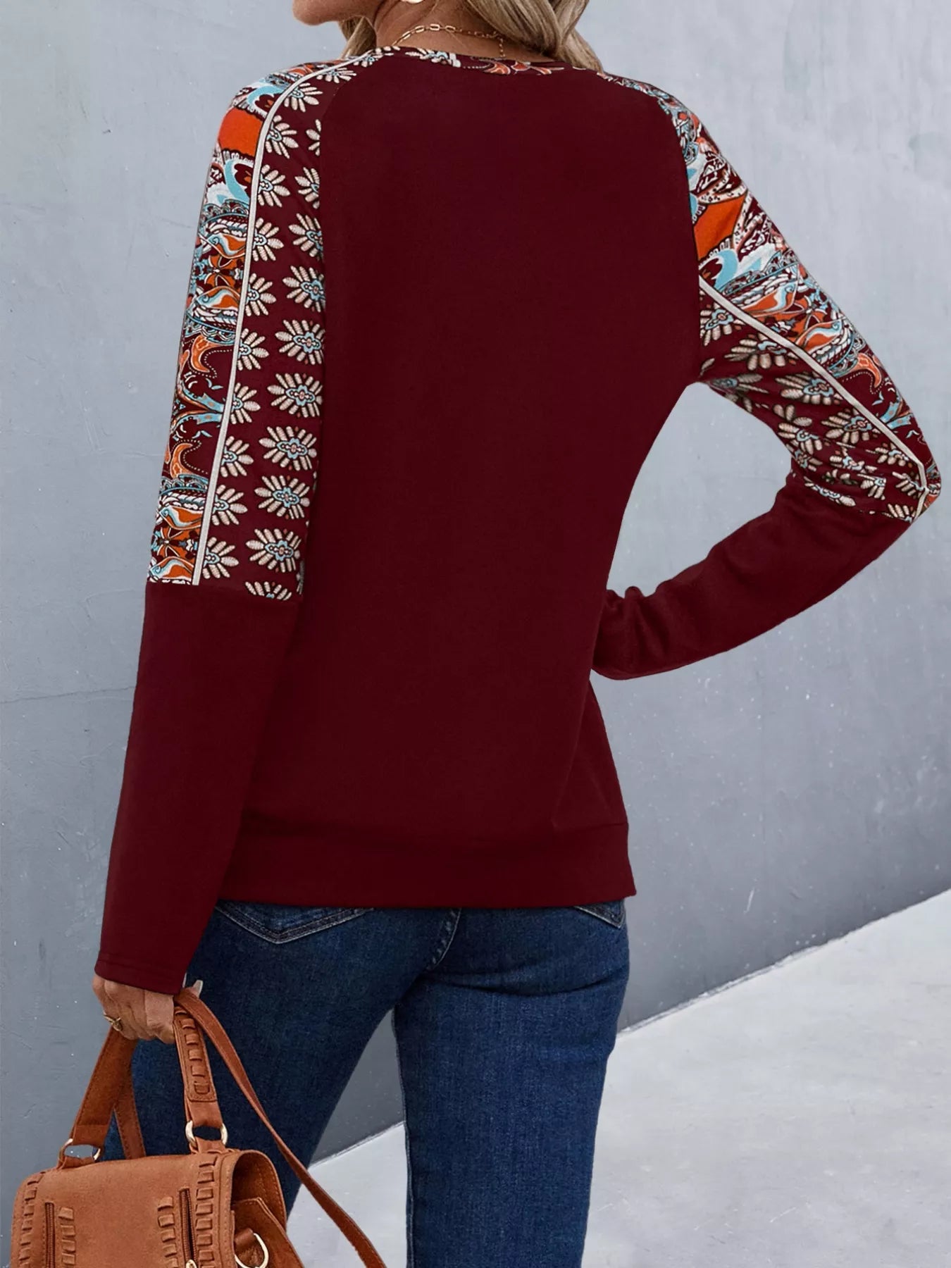 Printed Raglan Sleeve Round Neck T-Shirt