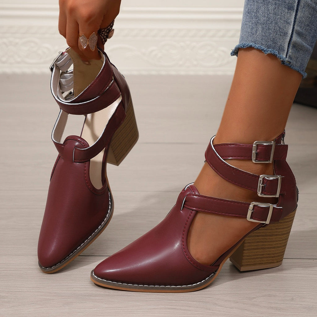 Point Toe Block Heels Pumps