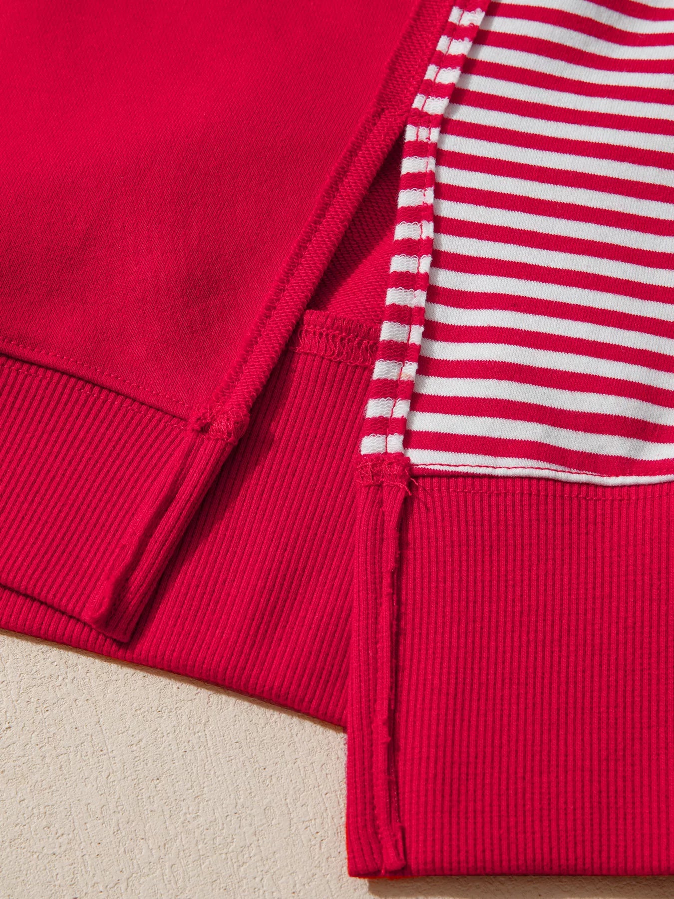 Striped Patchwork Sleeve Colorblock Sweatshirt