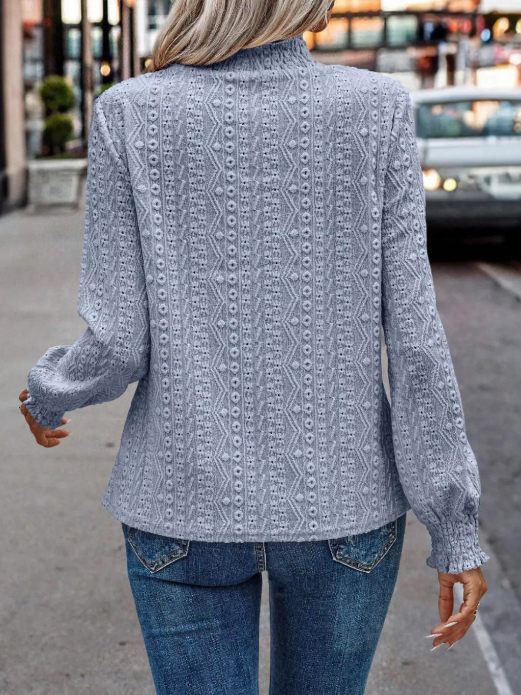 Eyelet Long Sleeve Blouse